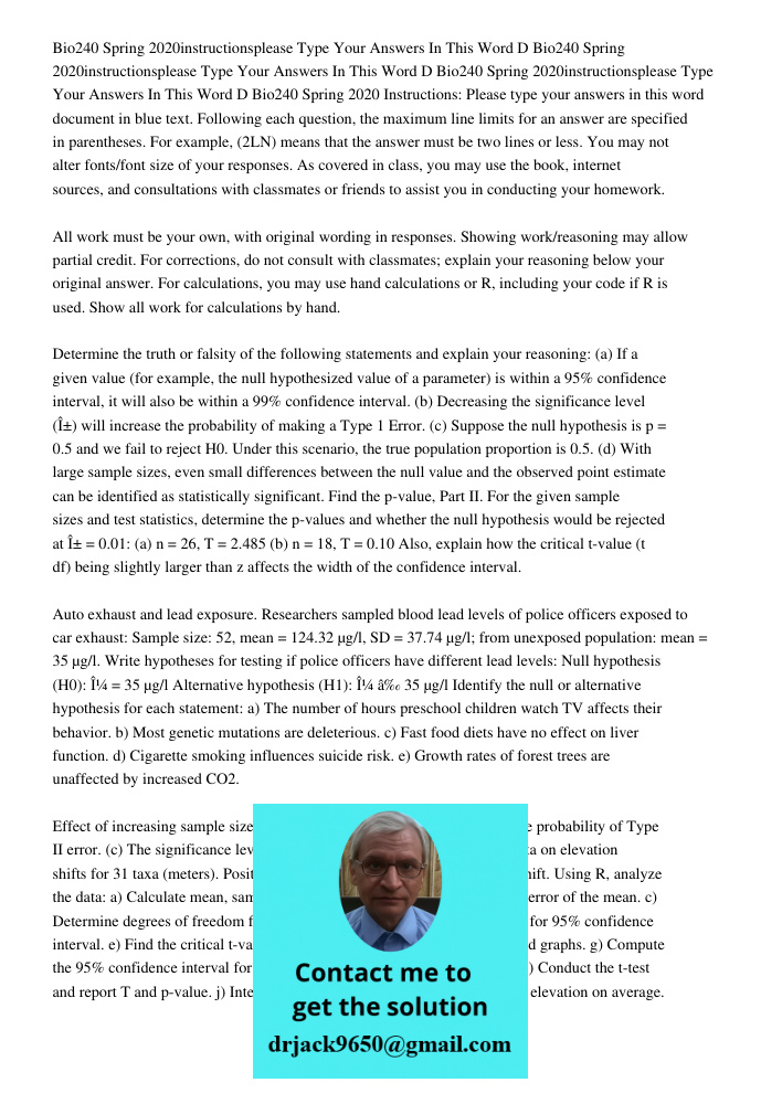 Bio240 Spring 2020instructionsplease Type Your Answers In This Word D Bio240 Spring 2020 Instructions: Please type your answers in this word document in blue te