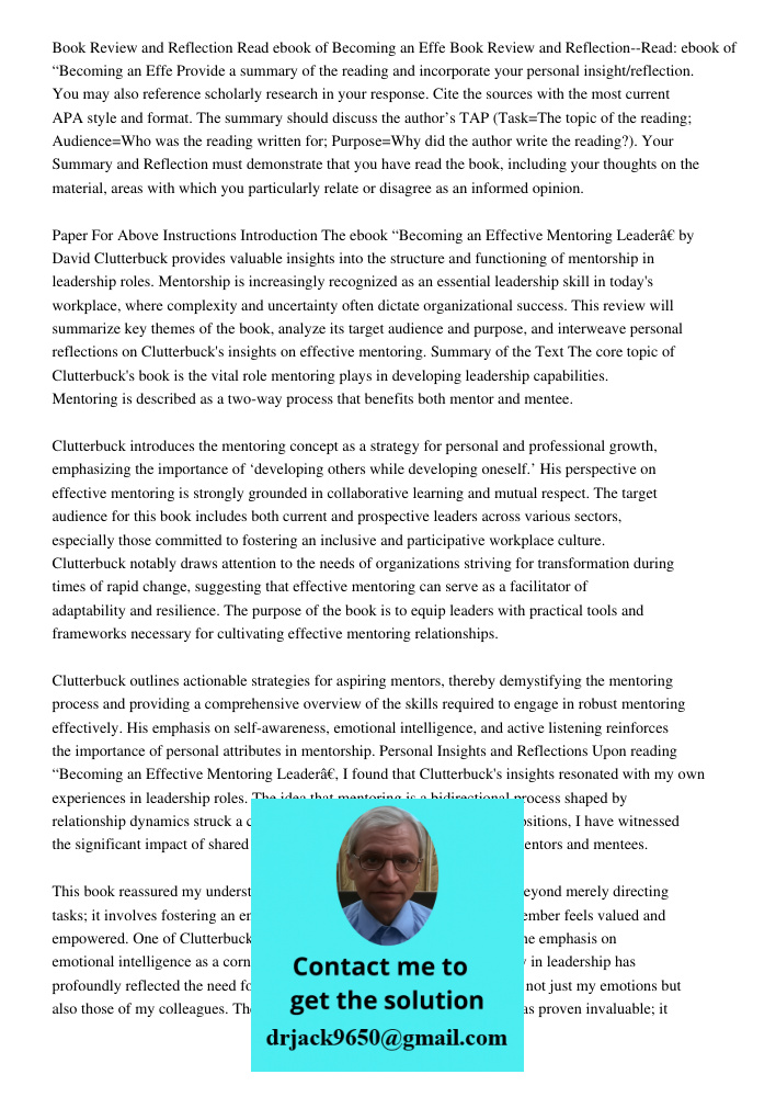 Provide a summary of the reading and incorporate your personal insight/reflection. You may also reference scholarly research in your response. Cite the sources 