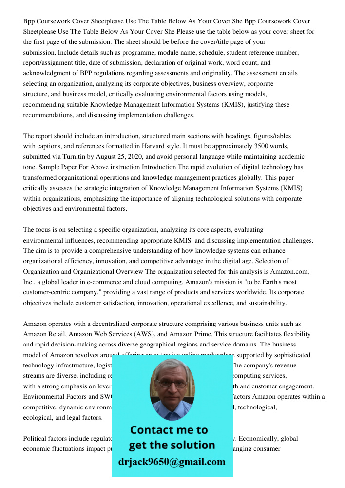 Please use the table below as your cover sheet for the first page of the submission. The sheet should be before the cover/title page of your submission. Include