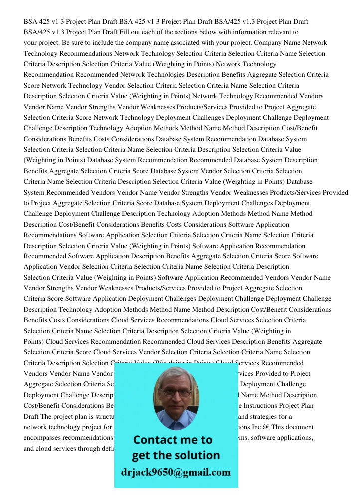 Fill out each of the sections below with information relevant to your project. Be sure to include the company name associated with your project. Company Name Ne