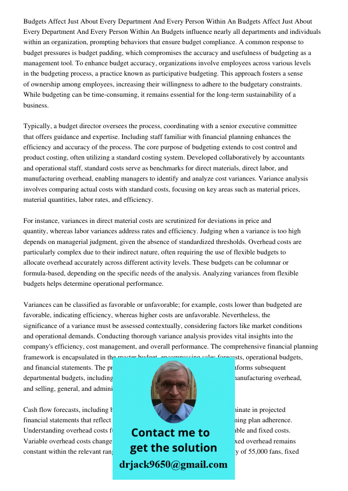 Budgets influence nearly all departments and individuals within an organization, prompting behaviors that ensure budget compliance. A common response to budget 