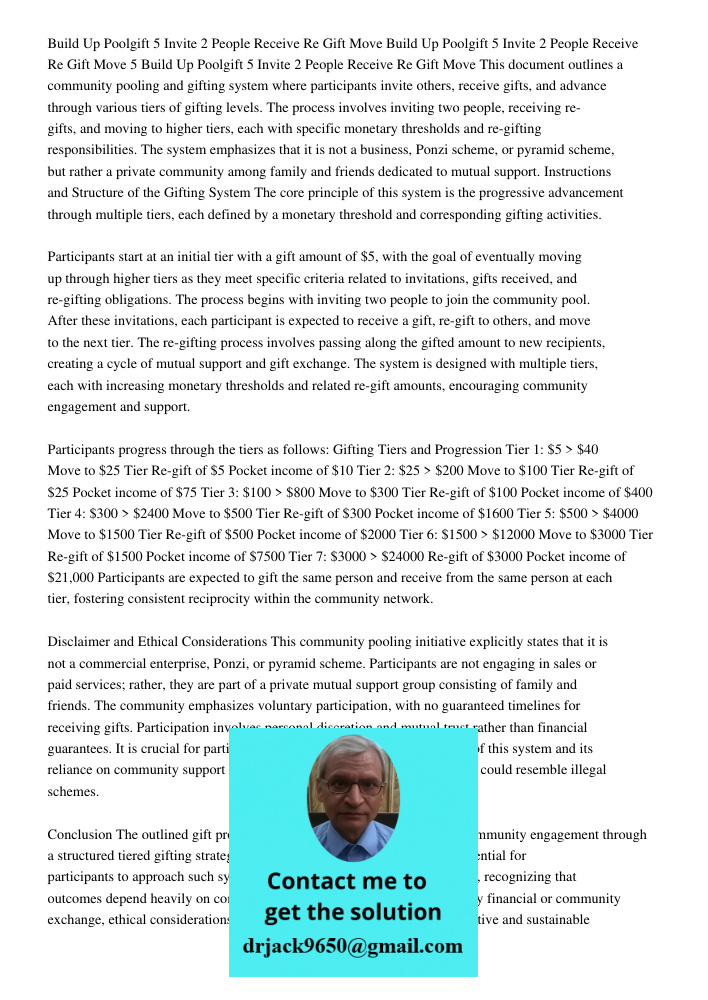 Build Up Poolgift 5 Invite 2 People Receive Re Gift Move This document outlines a community pooling and gifting system where participants invite others, receive