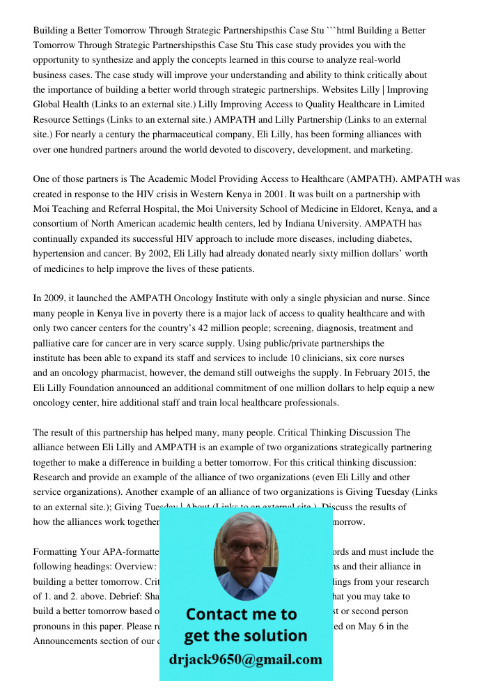 Building A Better Tomorrow Through Strategic Partnerships