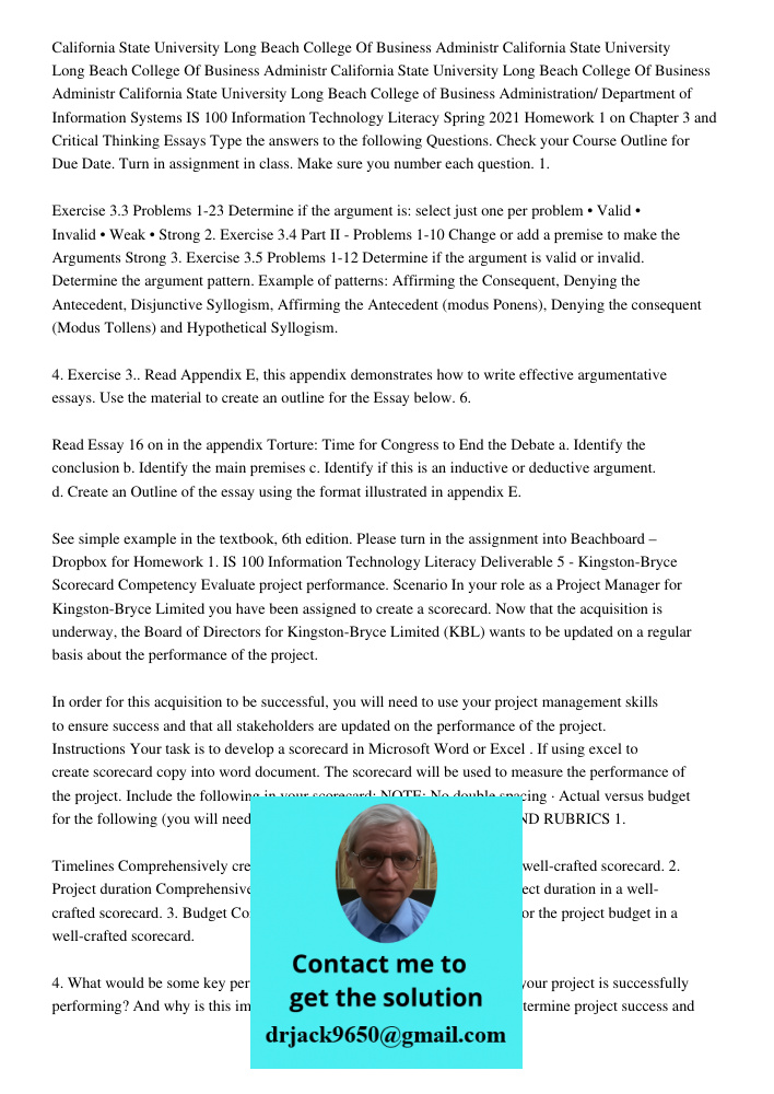 California State University Long Beach College Of Business Administr California State University Long Beach College of Business Administration/ Department of In