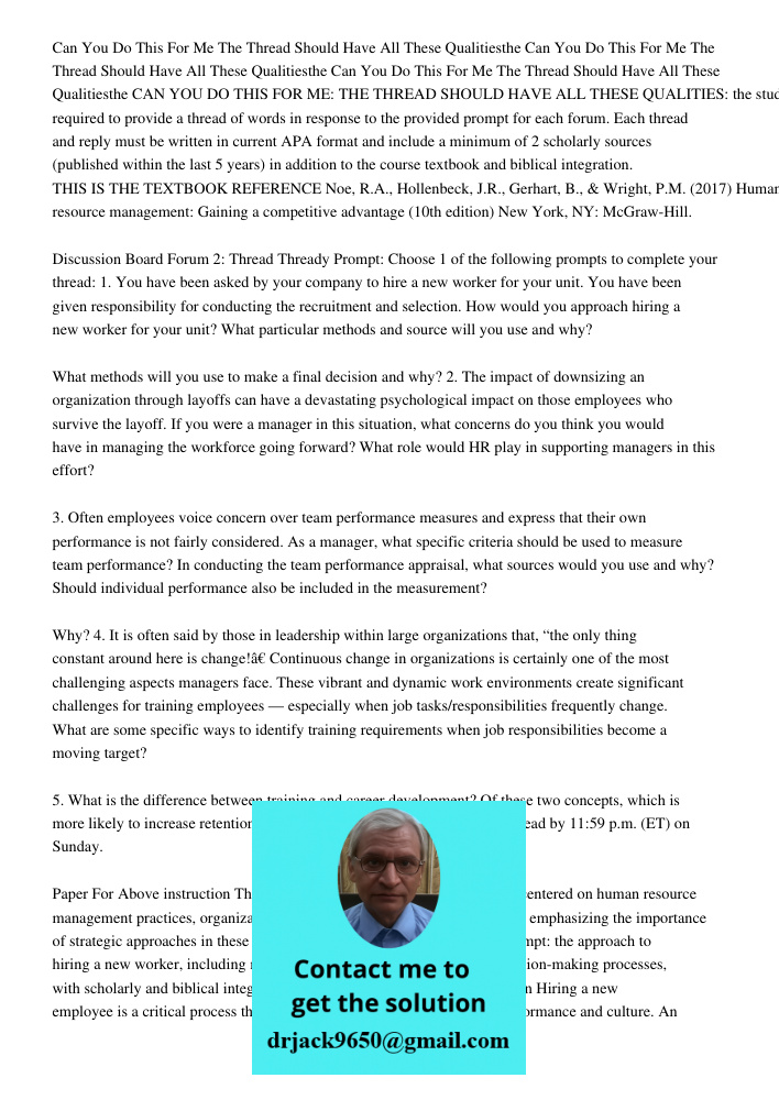 Can You Do This For Me The Thread Should Have All These Qualitiesthe CAN YOU DO THIS FOR ME: THE THREAD SHOULD HAVE ALL THESE QUALITIES: the student is required