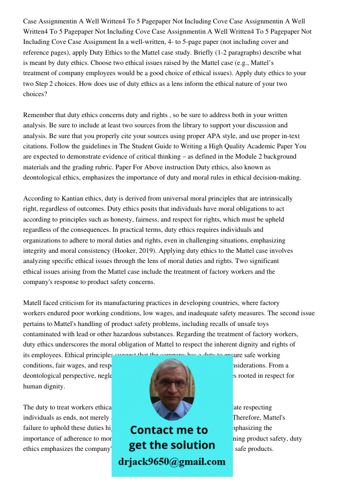 Case Assignmentin A Well Written4 To 5 Pagepaper Not Including Cove Case Assignment In a well-written, 4- to 5-page paper (not including cover and reference pag