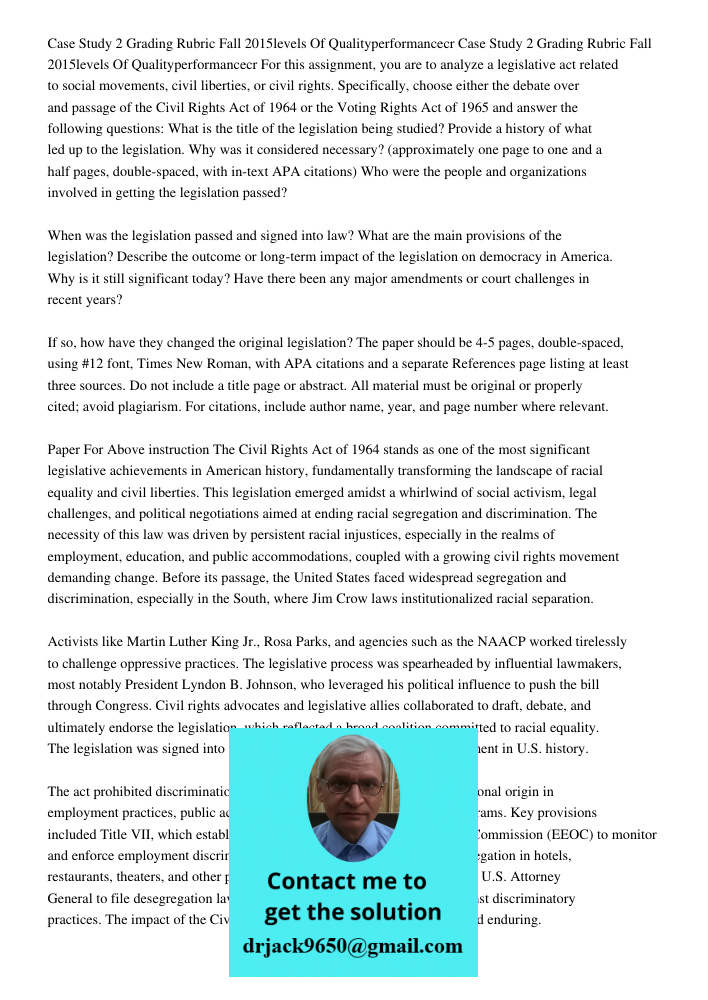 For this assignment, you are to analyze a legislative act related to social movements, civil liberties, or civil rights. Specifically, choose either the debate 