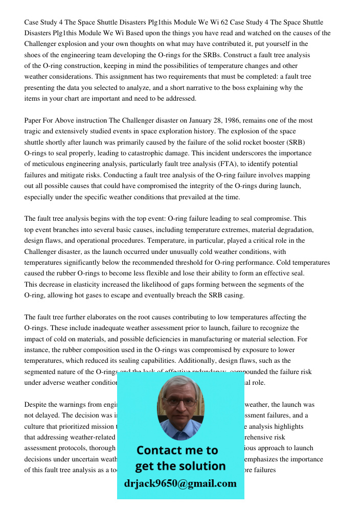 Based upon the things you have read and watched on the causes of the Challenger explosion and your own thoughts on what may have contributed it, put yourself in