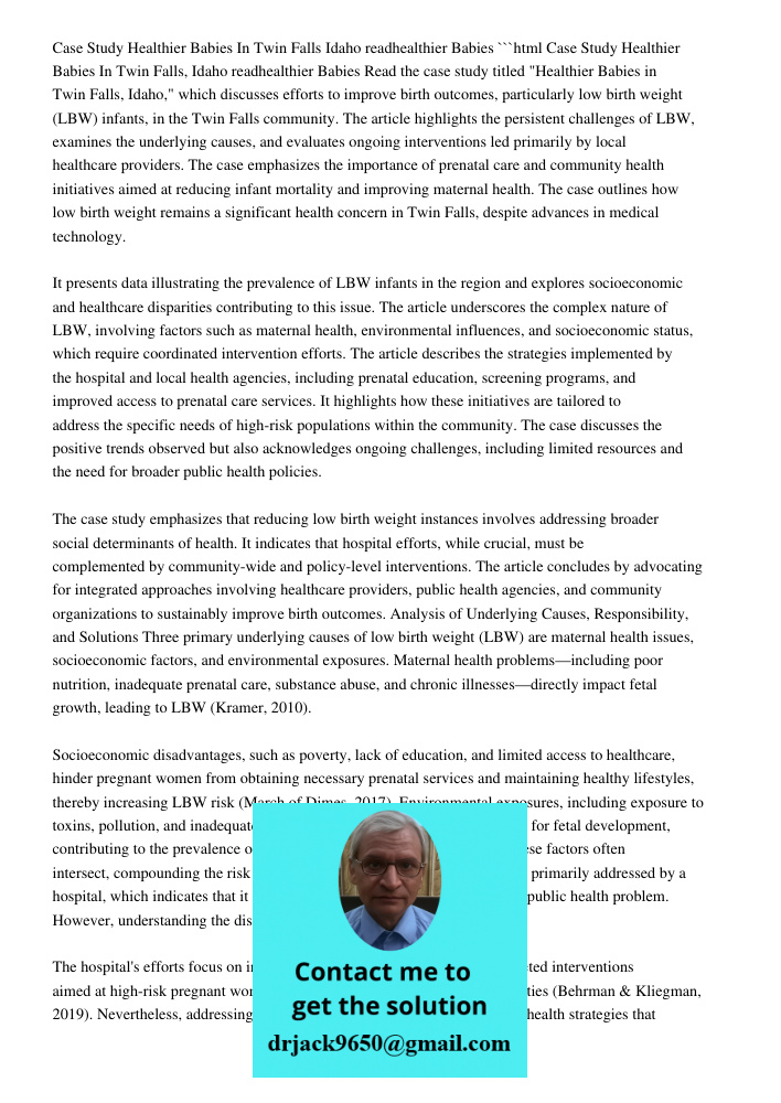 Case Study: Healthier Babies In Twin Falls, Idaho