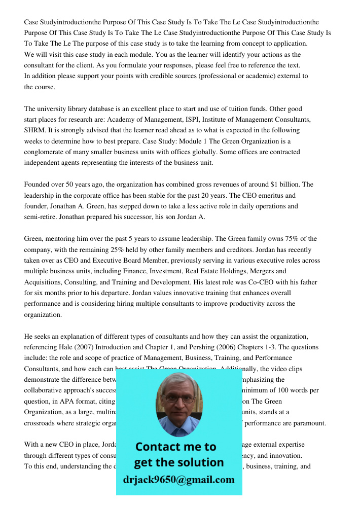 Case Studyintroductionthe Purpose Of This Case Study Is To Take The Le The purpose of this case study is to take the learning from concept to application. We wi