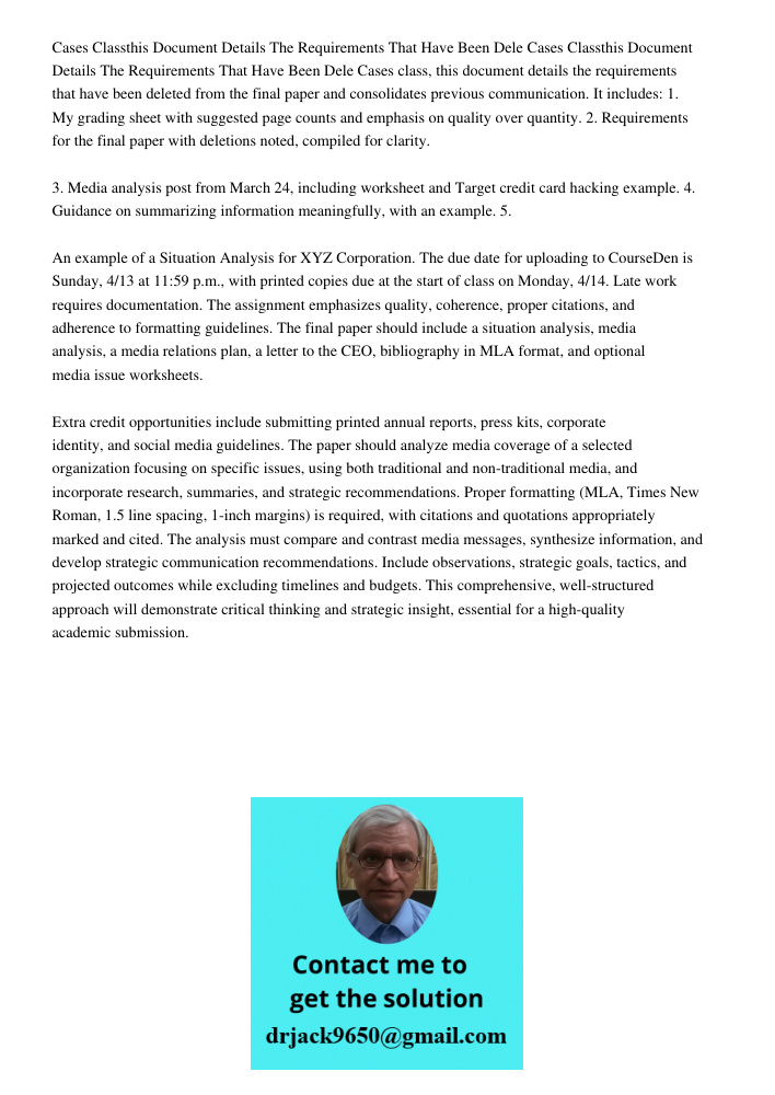 Cases class, this document details the requirements that have been deleted from the final paper and consolidates previous communication. It includes: 1. My grad