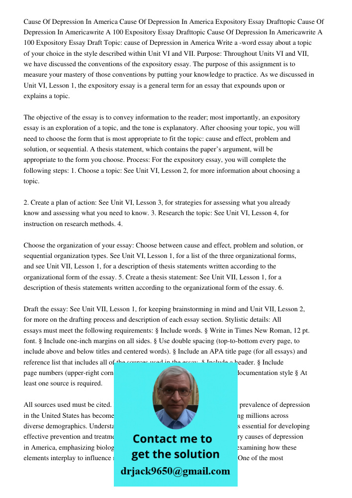 Expository Essay Drafttopic Cause Of Depression In Americawrite A 100 Expository Essay Drafttopic Cause Of Depression In Americawrite A 100 Expository Essay Dra