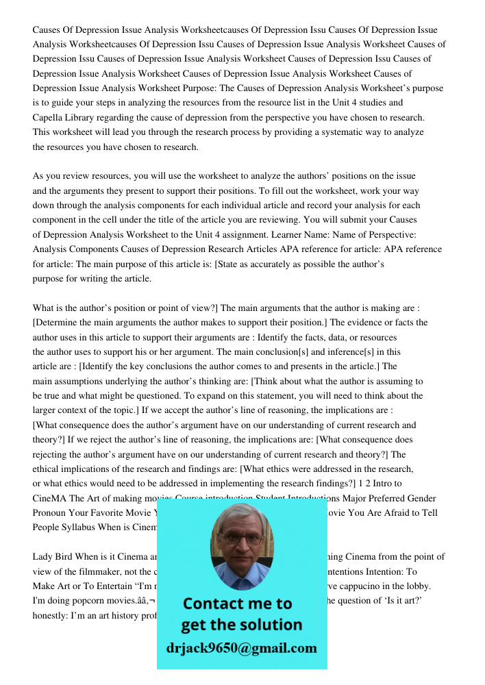 Causes of Depression Issue Analysis Worksheet Causes of Depression Issu Causes of Depression Issue Analysis Worksheet Causes of Depression Issu Causes of Depres