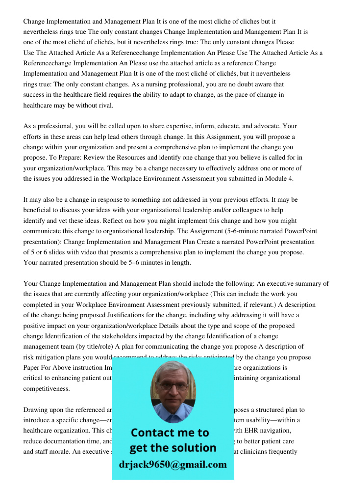 Please Use The Attached Article As a Referencechange Implementation An Please Use The Attached Article As a Referencechange Implementation An Please use the att