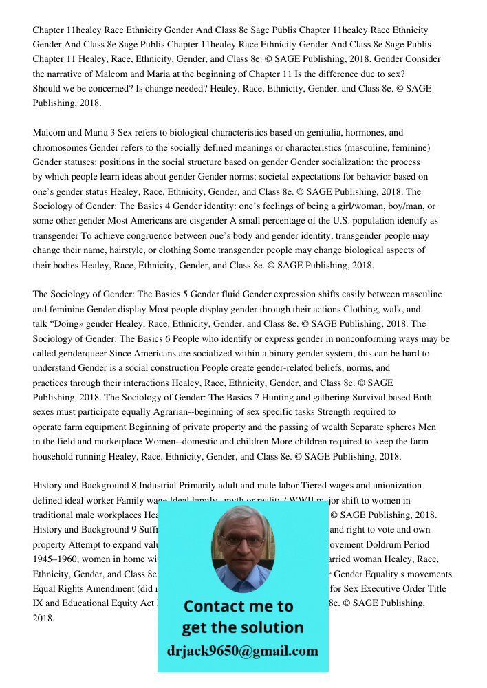 Chapter 11healey Race Ethnicity Gender And Class 8e Sage Publis Chapter 11 Healey, Race, Ethnicity, Gender, and Class 8e. © SAGE Publishing, 2018. Gender Consid