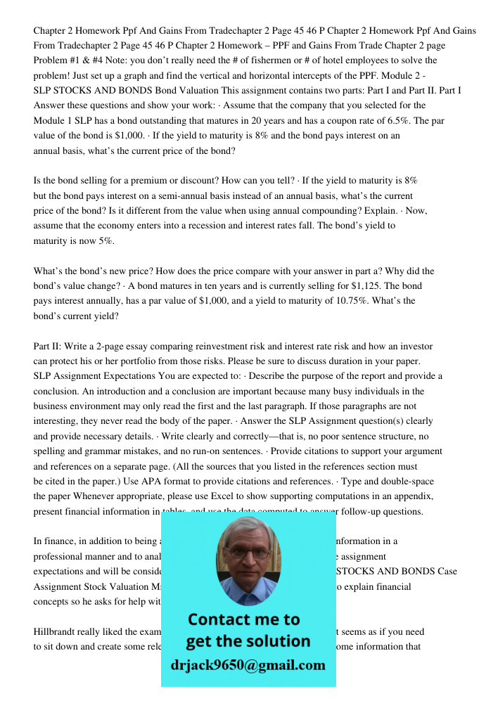 Chapter 2 Homework – PPF and Gains From Trade Chapter 2 page Problem #1 & #4 Note: you don’t really need the # of fishermen or # of hotel employees to solve the