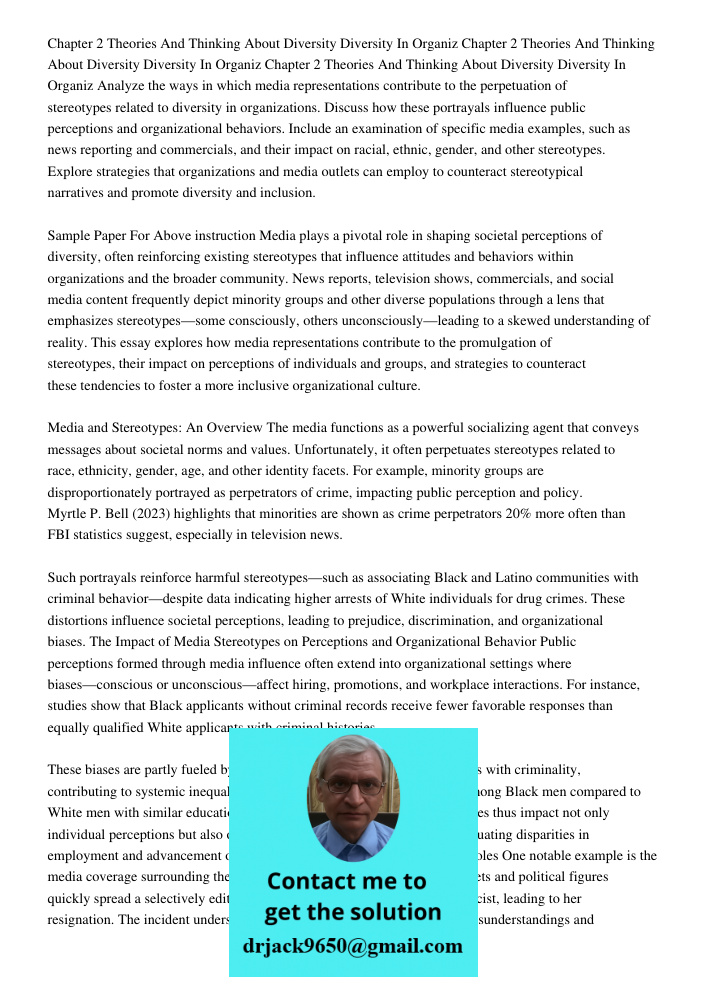 Chapter 2 Theories And Thinking About Diversity Diversity In Organiz Analyze the ways in which media representations contribute to the perpetuation of stereotyp
