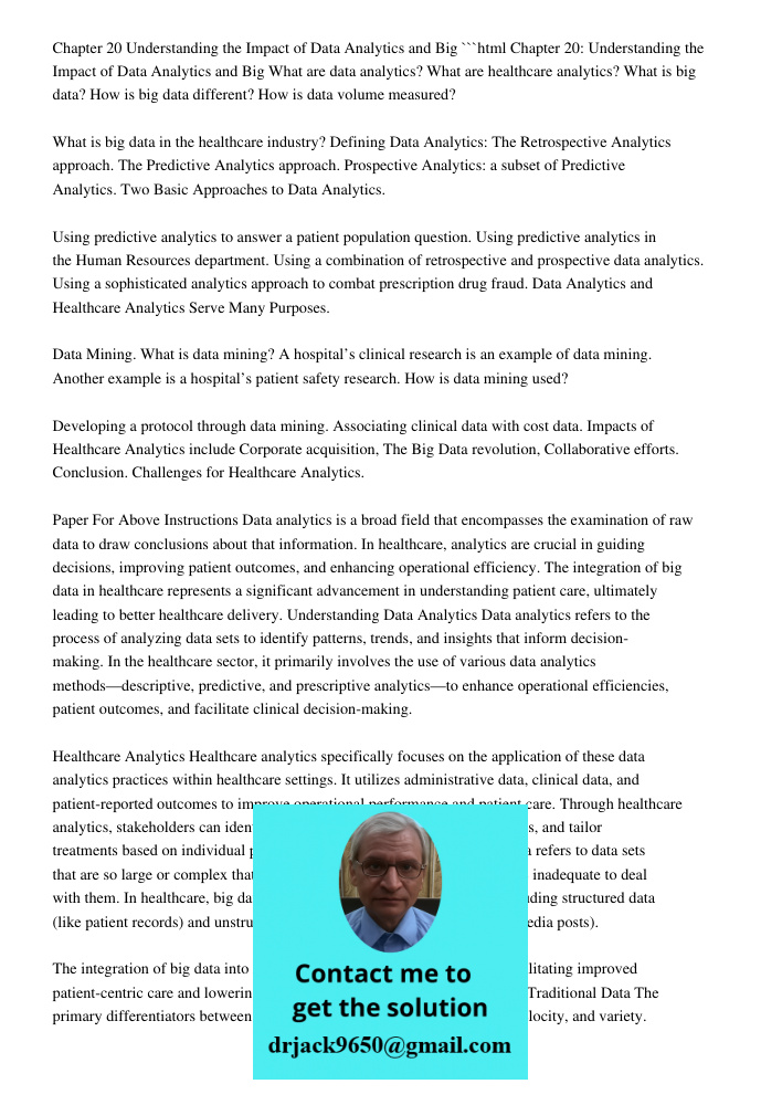 Chapter 20: Understanding The Impact Of Data Analytics And B