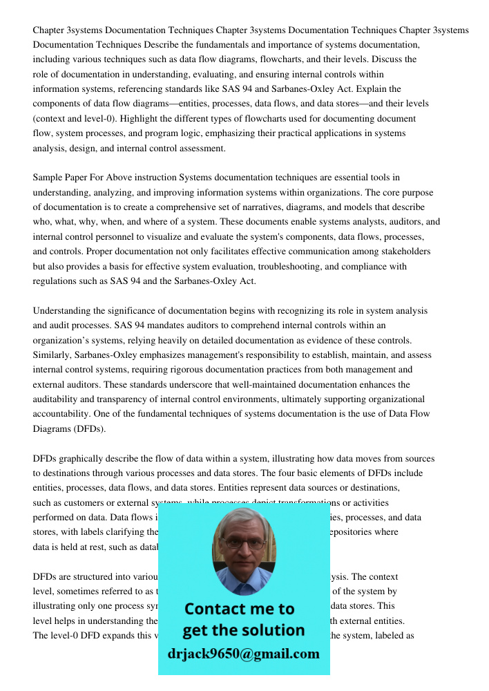 Chapter 3systems Documentation Techniques Describe the fundamentals and importance of systems documentation, including various techniques such as data flow diag