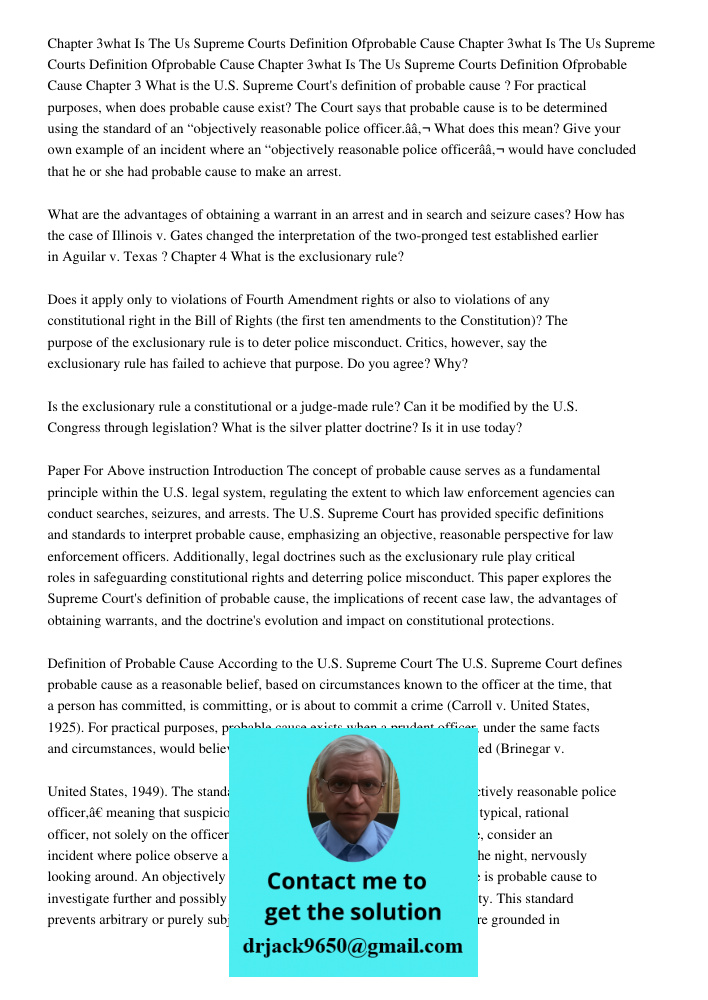 Chapter 3what Is The Us Supreme Courts Definition Ofprobable Cause Chapter 3 What is the U.S. Supreme Court's definition of probable cause ? For practical purpo