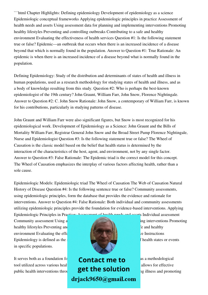 Chapter 6 Epidemiology: The Science Of Prevention