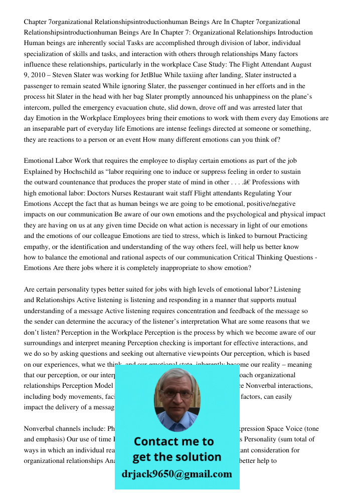 Chapter 7: Organizational Relationships Introduction Human beings are inherently social Tasks are accomplished through division of labor, individual specializat