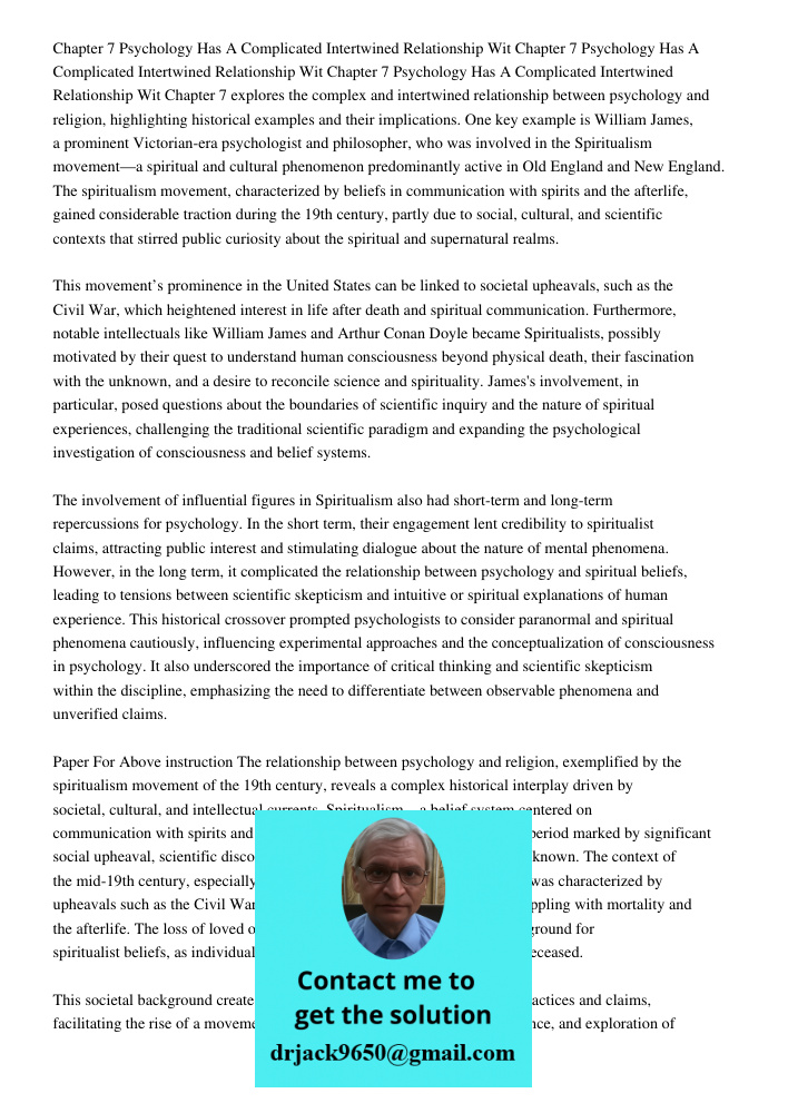 Chapter 7 Psychology Has A Complicated Intertwined Relationship Wit Chapter 7 explores the complex and intertwined relationship between psychology and religion,