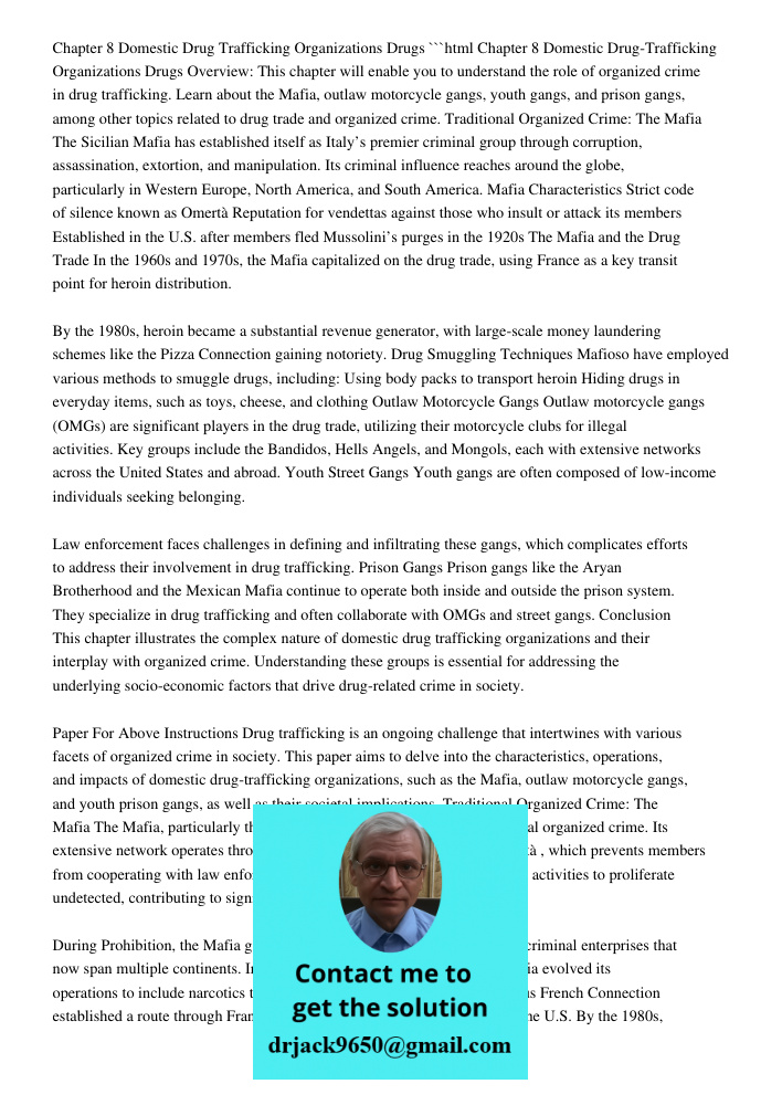 Chapter 8: Domestic Drug Trafficking Organizations