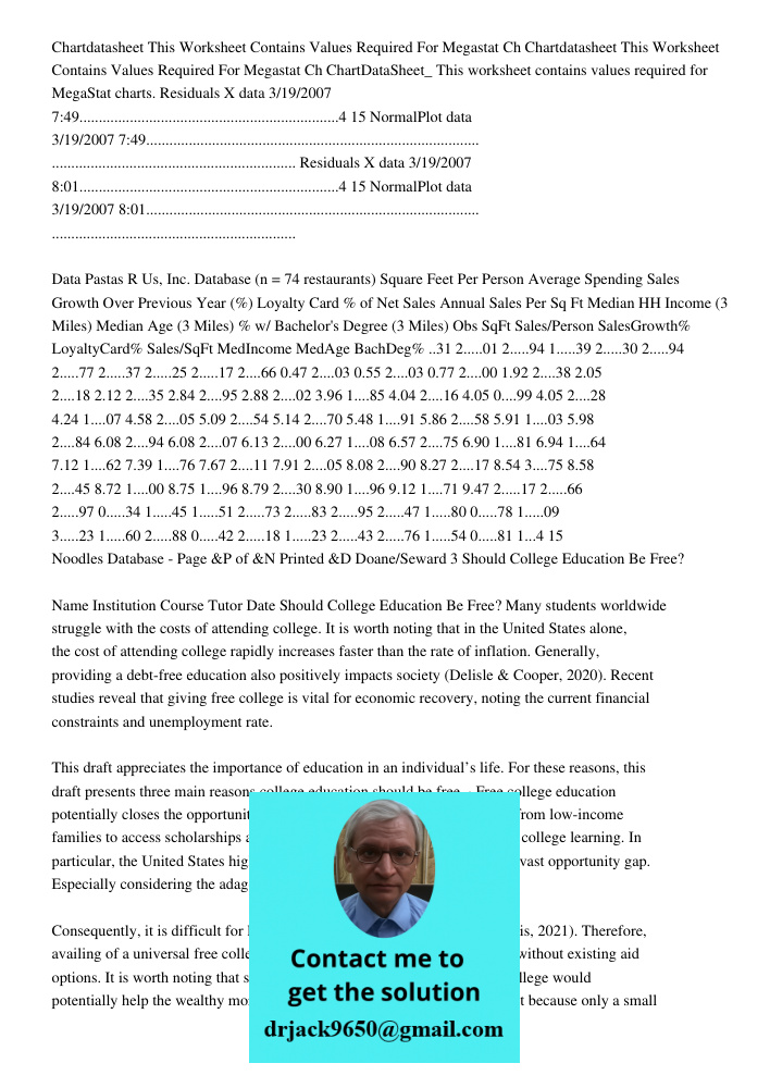 ChartDataSheet_ This worksheet contains values required for MegaStat charts. Residuals X data 3/19/2007 7:49....................................................
