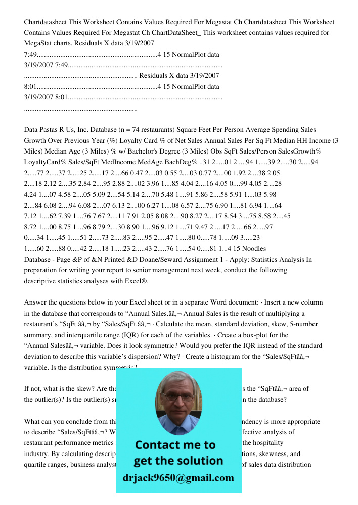 ChartDataSheet_ This worksheet contains values required for MegaStat charts. Residuals X data 3/19/2007 7:49....................................................