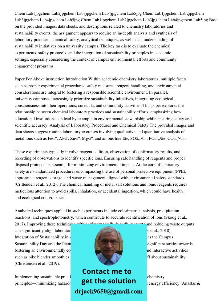 Chem Lab1jpgchem Lab2jpgchem Lab3jpgchem Lab4jpgchem Lab5jpg Based on the provided images, data sheets, and descriptions related to chemistry laboratories and s