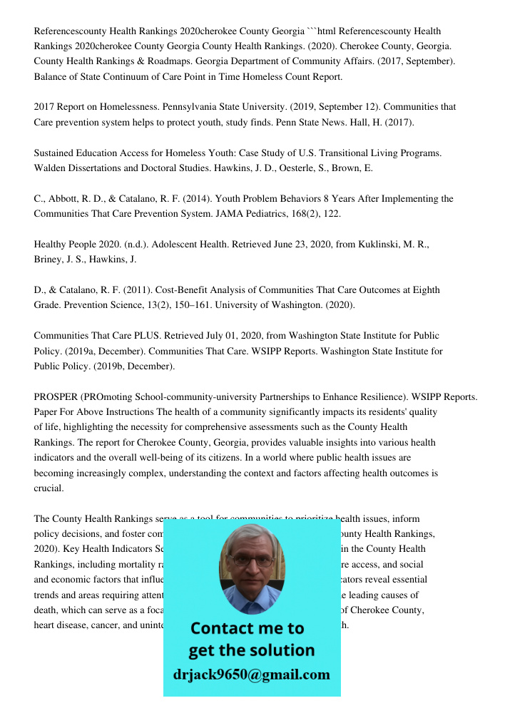 Cherokee County Georgia Health Rankings 2020