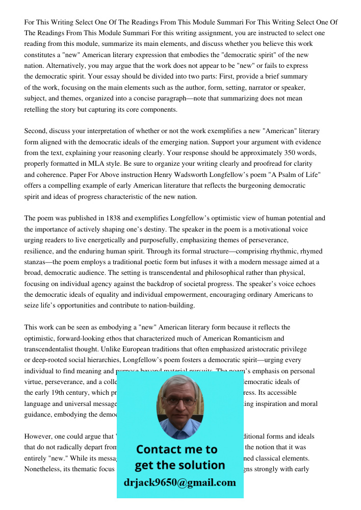 For this writing assignment, you are instructed to select one reading from this module, summarize its main elements, and discuss whether you believe this work c