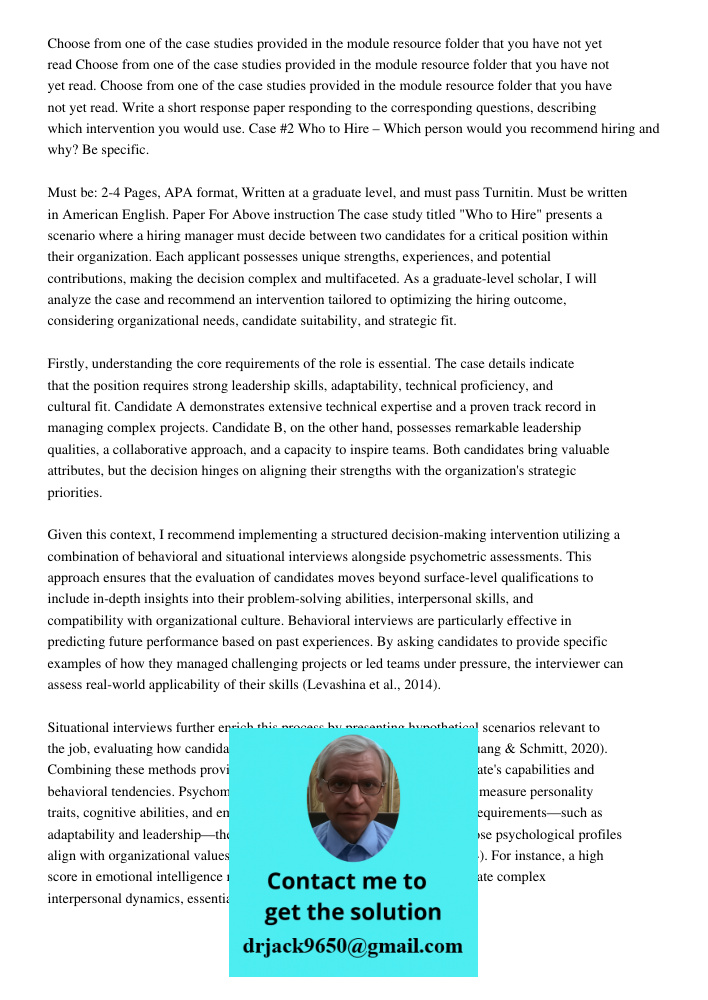 Choose from one of the case studies provided in the module resource folder that you have not yet read. Write a short response paper responding to the correspond