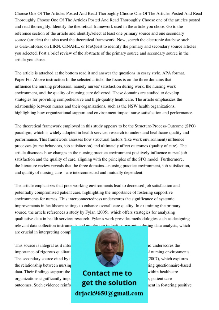 Choose One Of The Articles Posted And Read Thoroughly Choose one of the articles posted and read thoroughly. Identify the theoretical framework used in the arti