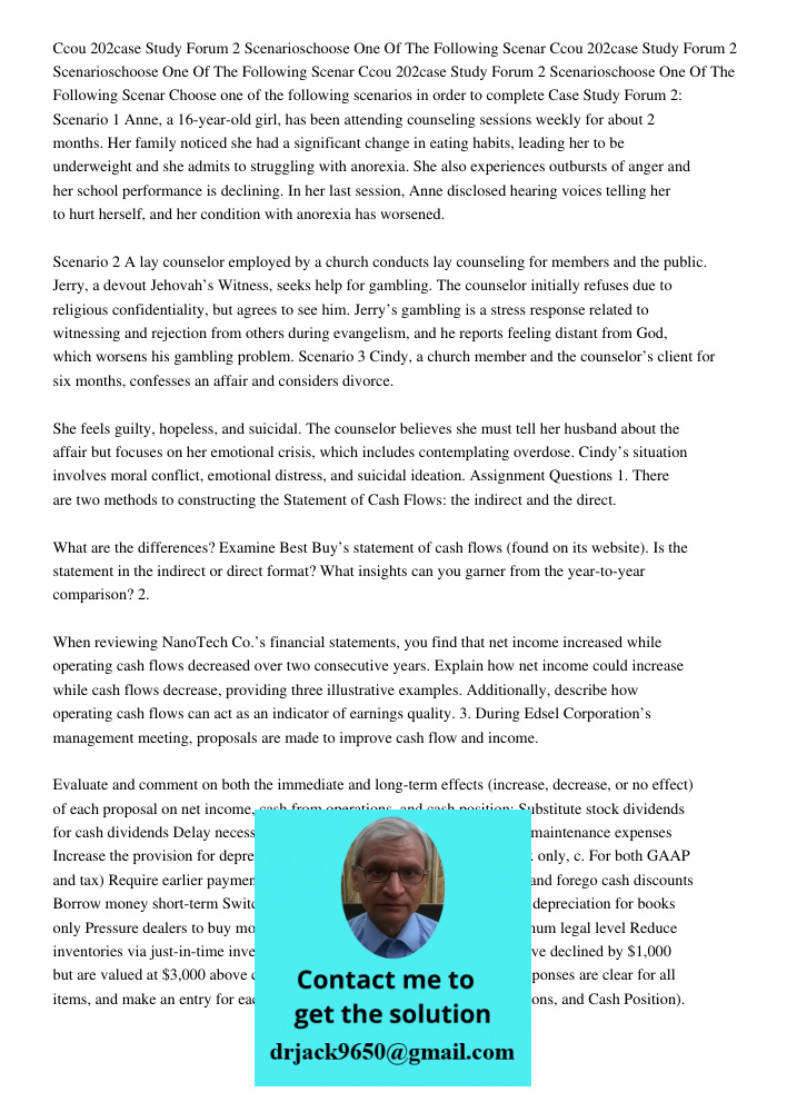 Ccou 202case Study Forum 2 Scenarioschoose One Of The Following Scenar Choose one of the following scenarios in order to complete Case Study Forum 2: Scenario 1