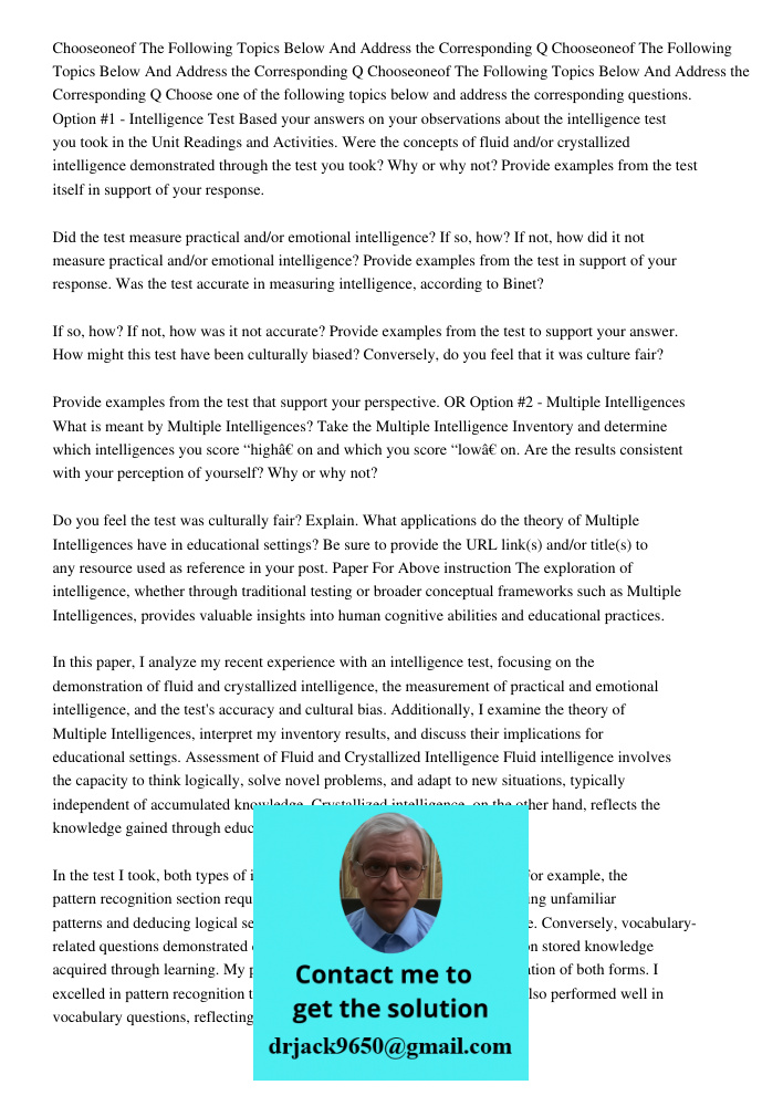 Chooseoneof The Following Topics Below And Address the Corresponding Q Choose one of the following topics below and address the corresponding questions. Option 