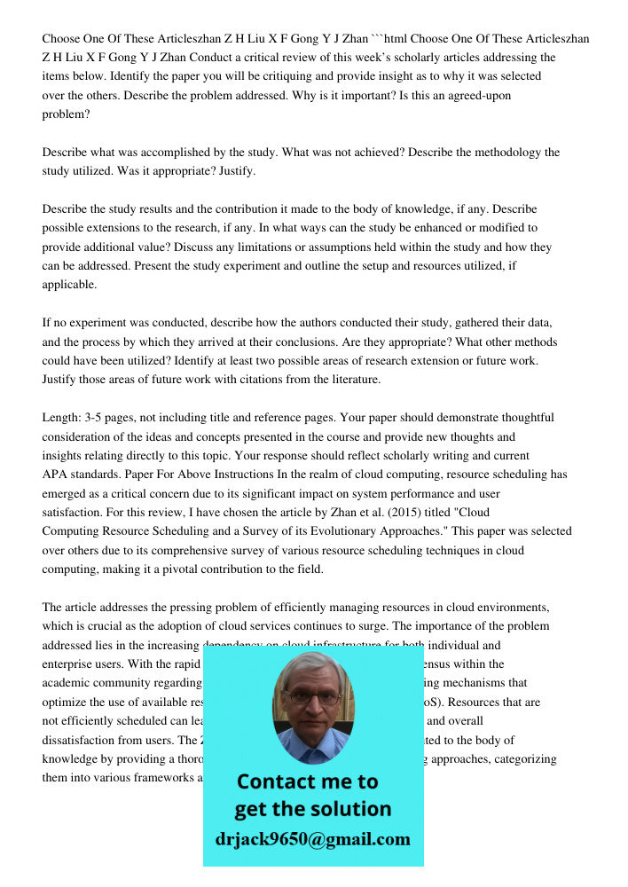 Choose One Of These Articles Zhan Z. H. Liu X. F. Gong Y. J.