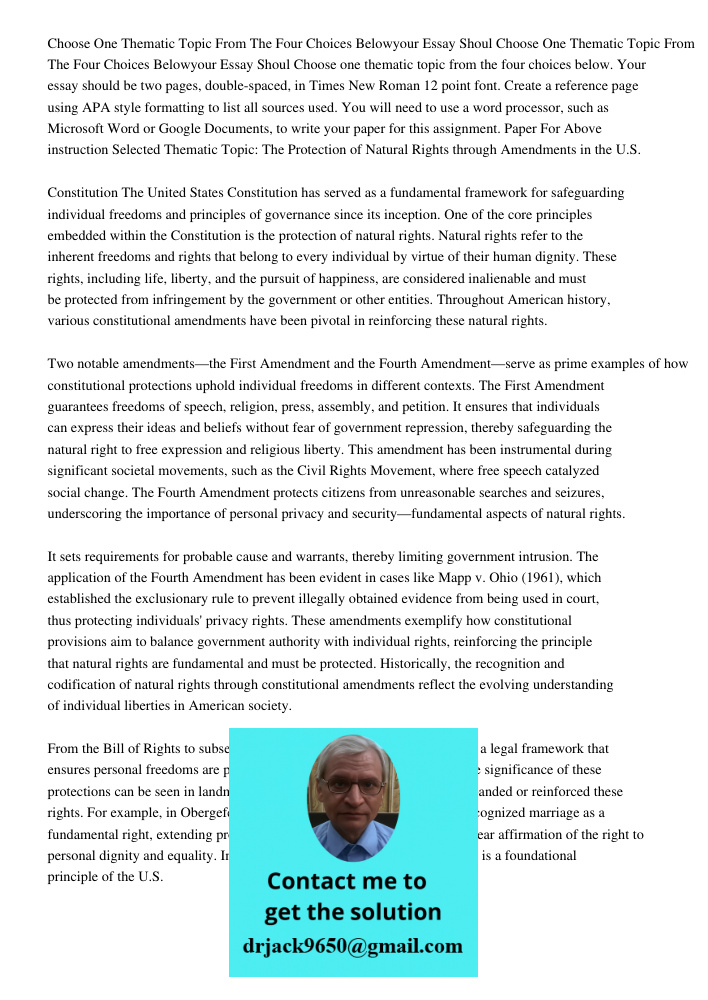 Choose one thematic topic from the four choices below. Your essay should be two pages, double-spaced, in Times New Roman 12 point font. Create a reference page 