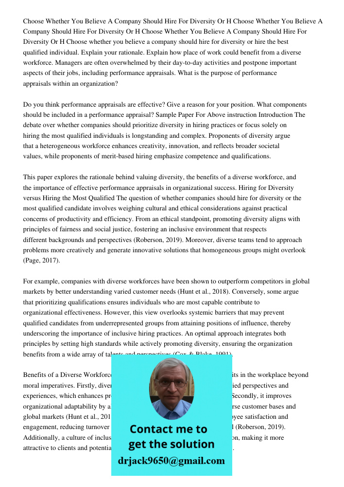 Choose Whether You Believe A Company Should Hire For Diversity Or H Choose whether you believe a company should hire for diversity or hire the best qualified in
