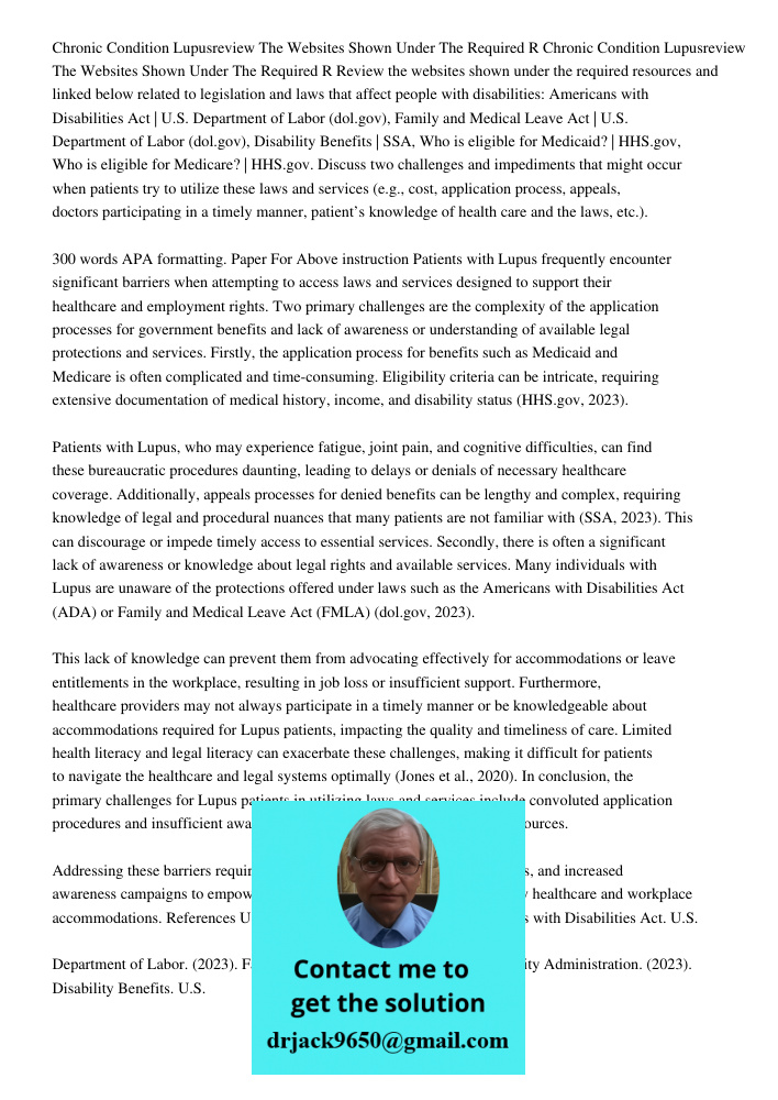 Review the websites shown under the required resources and linked below related to legislation and laws that affect people with disabilities: Americans with Dis