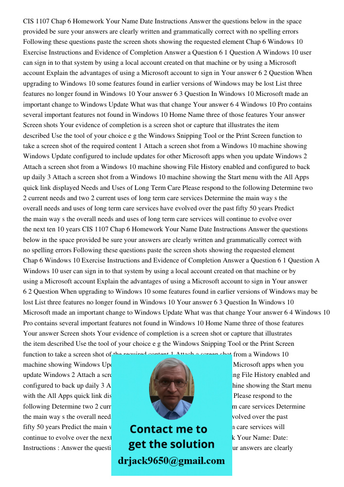 CIS 1107 Chap 6 Homework Your Name Date Instructions Answer the questions below in the space provided be sure your answers are clearly written and grammatically