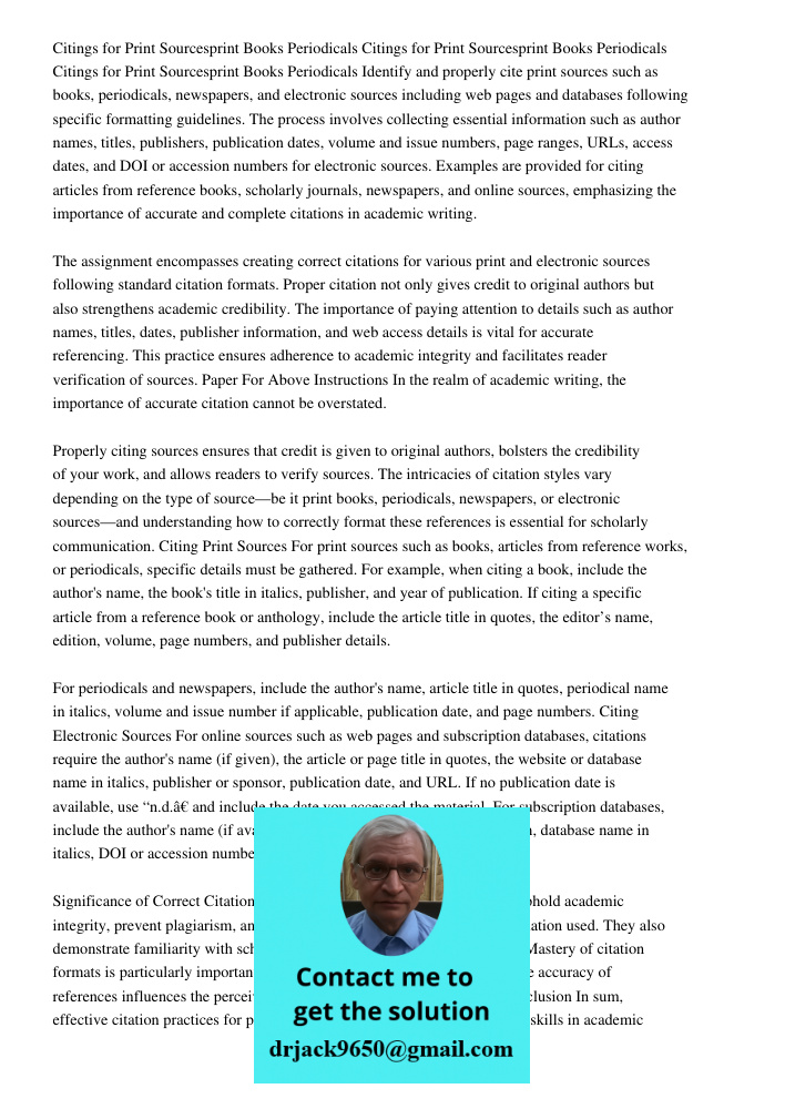 Citings for Print Sourcesprint Books Periodicals Identify and properly cite print sources such as books, periodicals, newspapers, and electronic sources includi