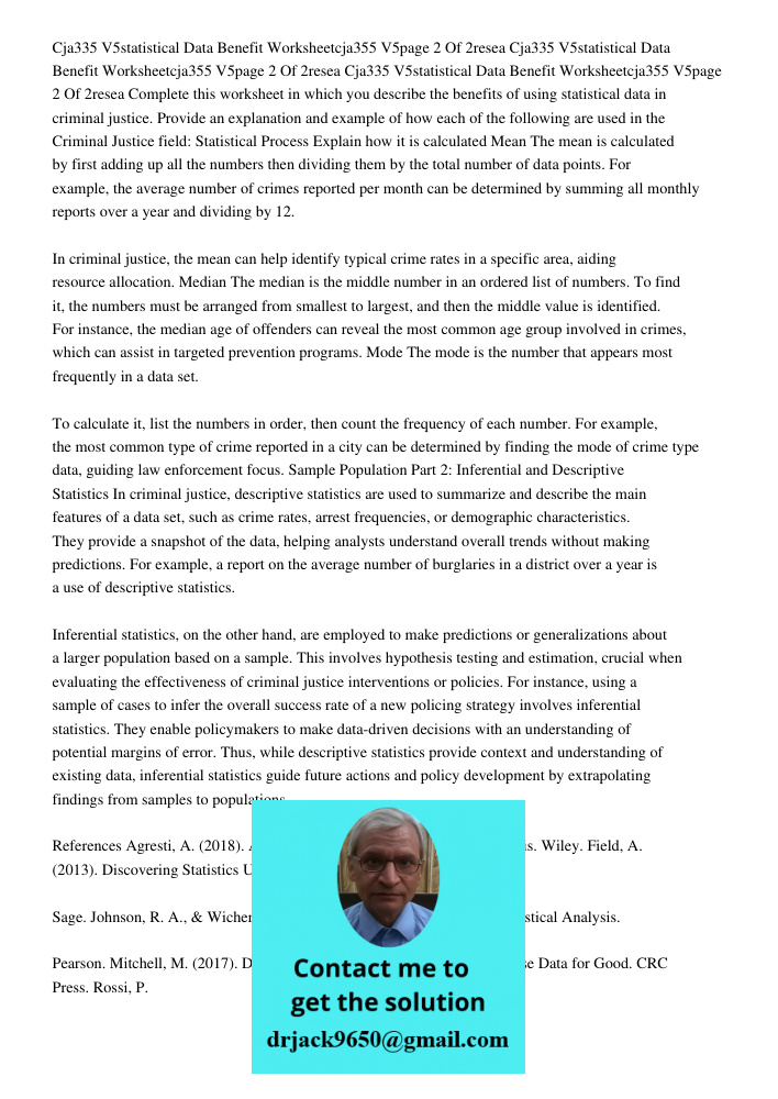 Cja335 V5statistical Data Benefit Worksheetcja355 V5page 2 Of 2resea Complete this worksheet in which you describe the benefits of using statistical data in cri