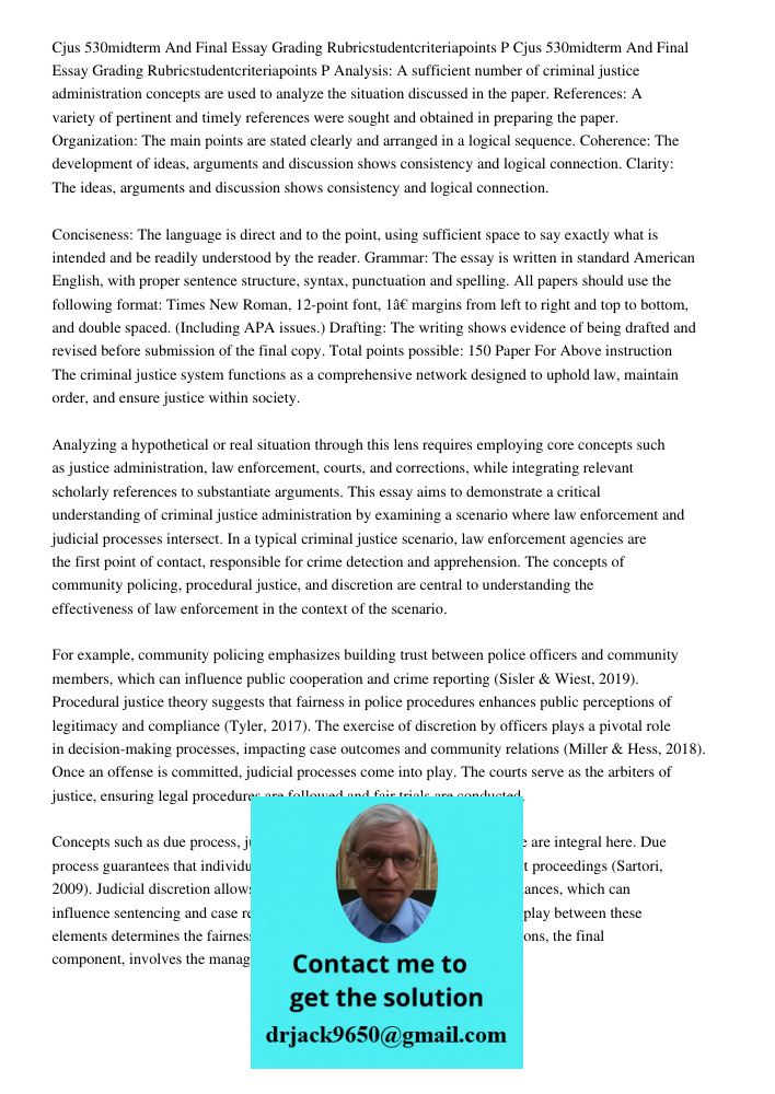 Analysis: A sufficient number of criminal justice administration concepts are used to analyze the situation discussed in the paper. References: A variety of per
