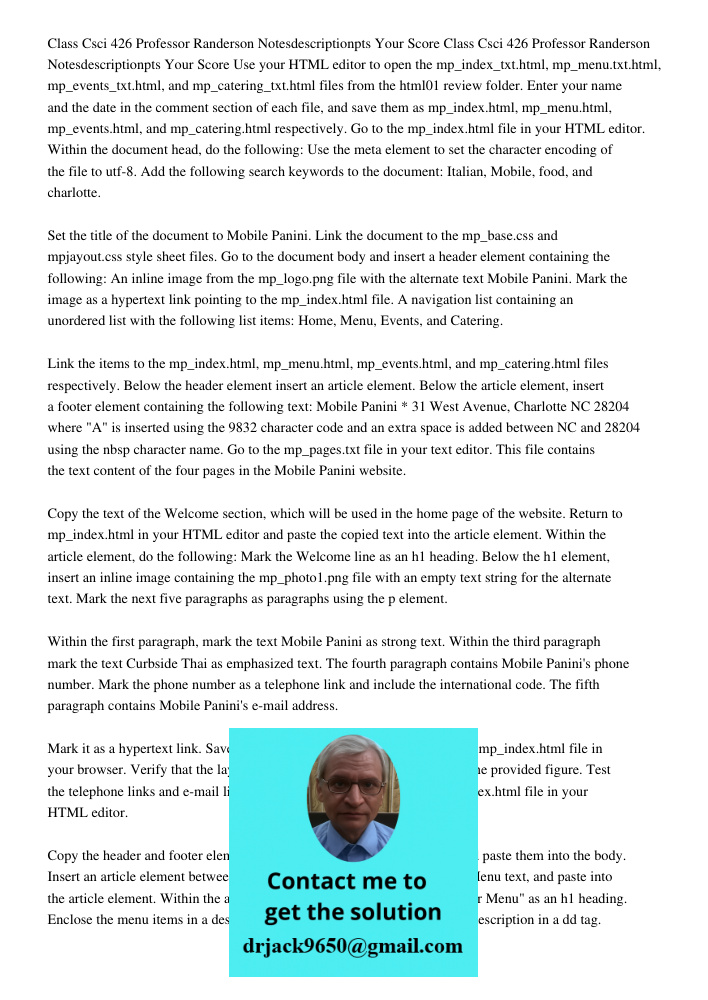 Use your HTML editor to open the mp_index_txt.html, mp_menu.txt.html, mp_events_txt.html, and mp_catering_txt.html files from the html01 review folder. Enter yo