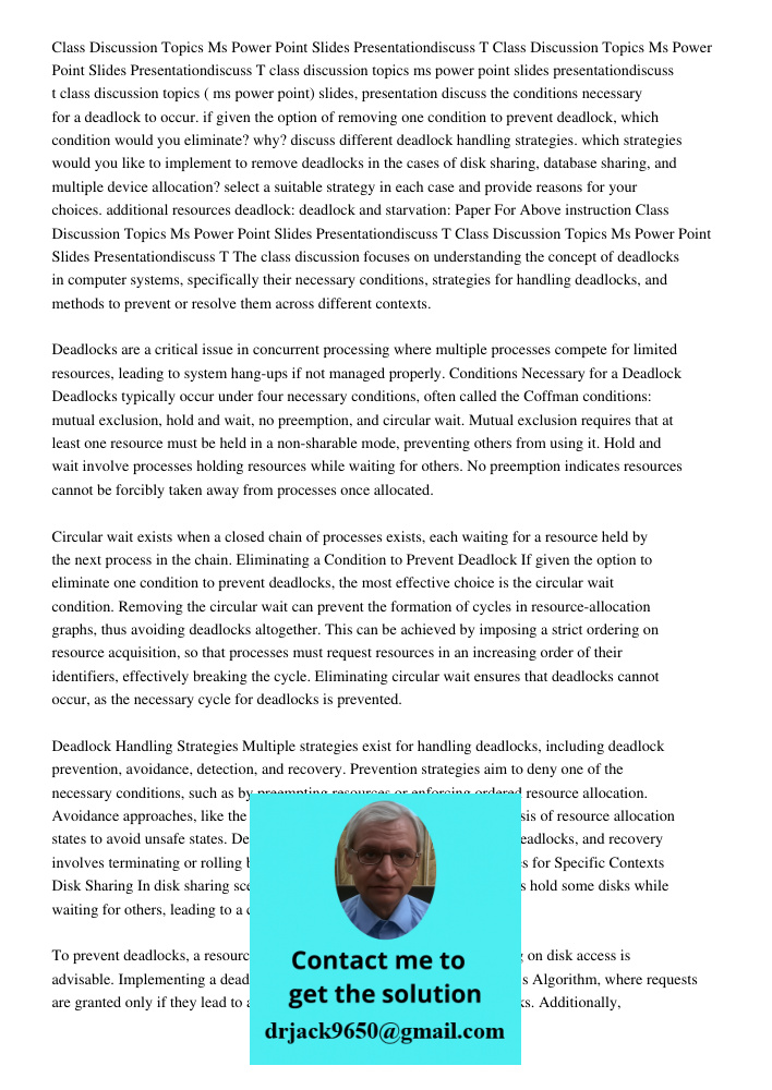 class discussion topics ms power point slides presentationdiscuss t class discussion topics ( ms power point) slides, presentation discuss the conditions necess