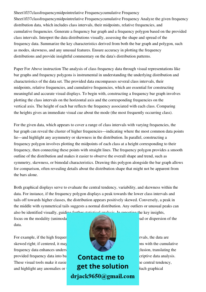 Analyze the given frequency distribution data, which includes class intervals, their midpoints, relative frequencies, and cumulative frequencies. Generate a fre