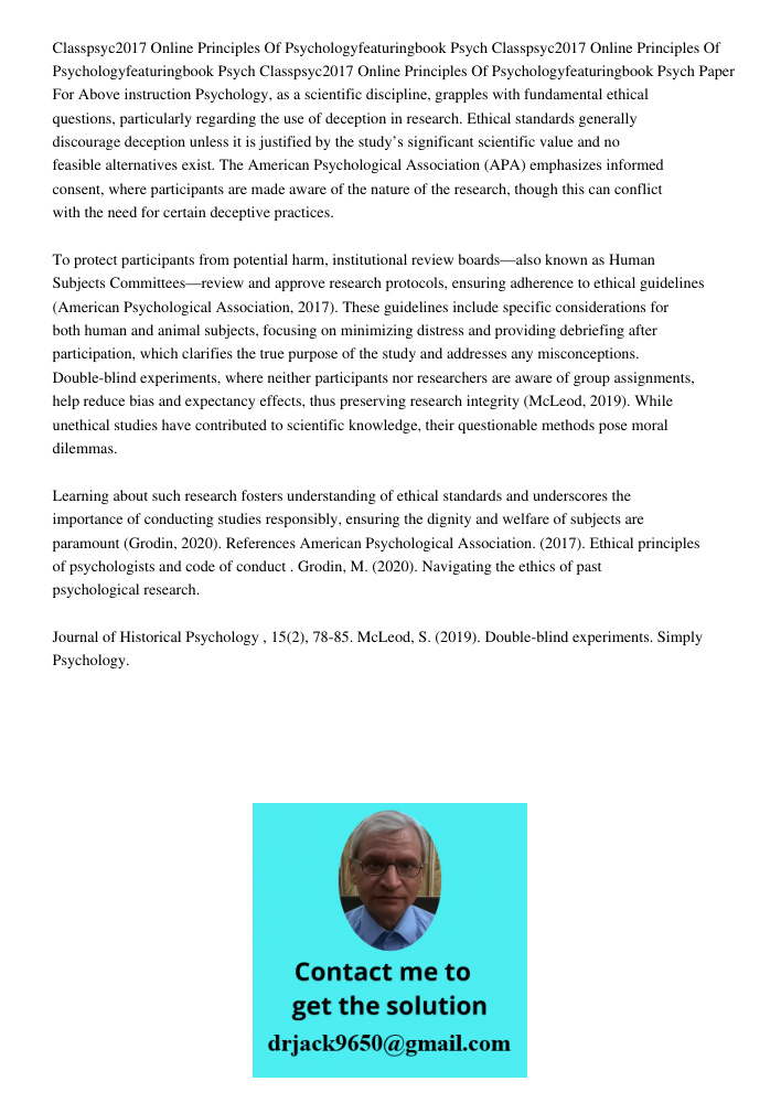 Classpsyc2017 Online Principles Of Psychologyfeaturingbook Psych Paper For Above instruction Psychology, as a scientific discipline, grapples with fundamental e