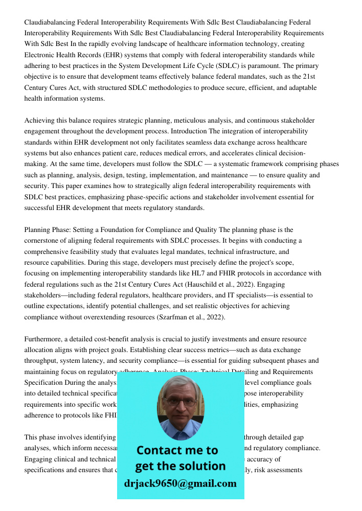 Claudiabalancing Federal Interoperability Requirements With Sdlc Best In the rapidly evolving landscape of healthcare information technology, creating Electroni